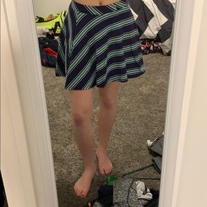 Blue and green skater skirt